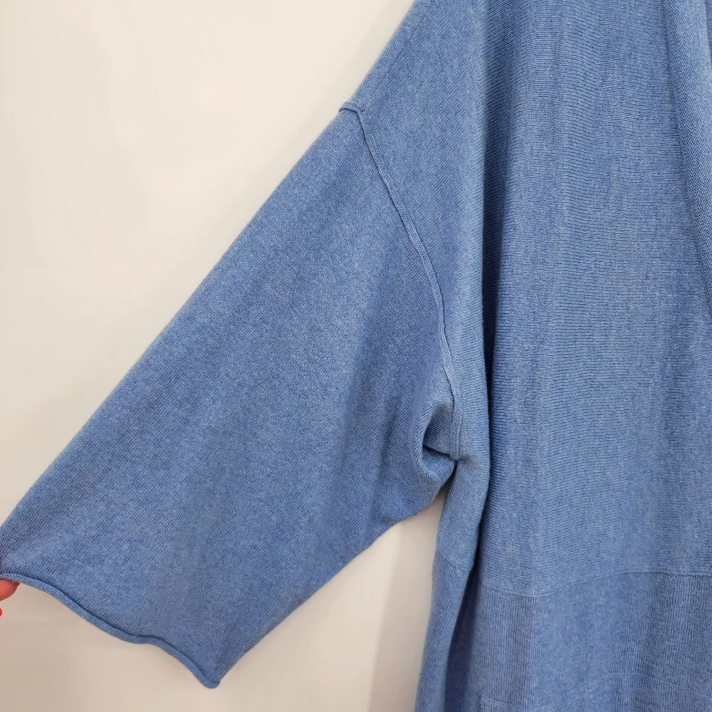 J. Jill PureJill 3/4 Sleeve V Neck Button Front Cardigan Womens Size Medium Blue